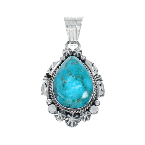 Turquoise Authentic Sterling Silver Navajo Pendant NN20458
